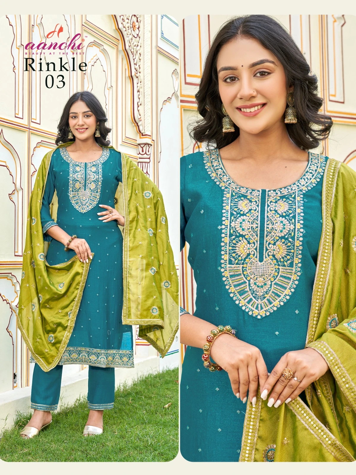 Aanchi Kurtis Rinkle Vichitra Wholesale Readymade Salwar Suit Catalog — Wholesale Salwar Suits, Aanchi wholesale from Surat - Gallery Image 4